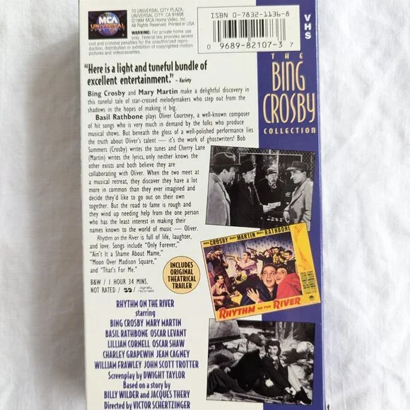 3/$15 Rhythm on the River (1940) VHS tape Bing Crosby Mary Martin - Picture 4 of 6